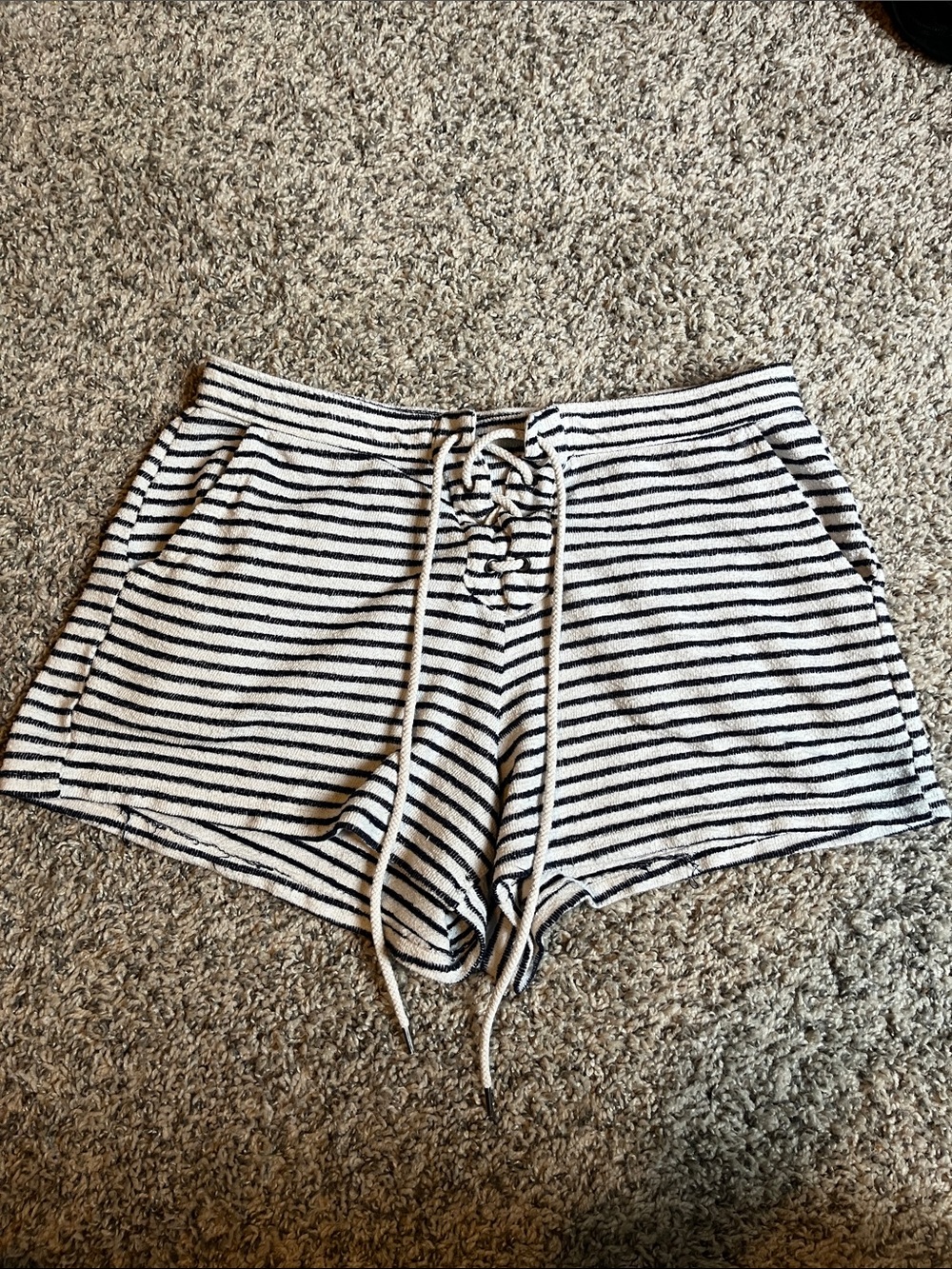 aerie navy & cream Striped Drawstring Lounge Shorts